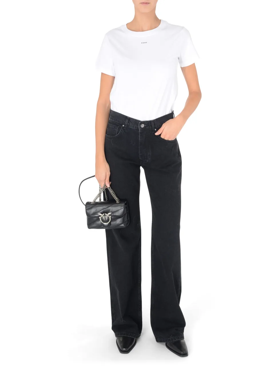 T-shirt Pinko mini logo en coton blanc