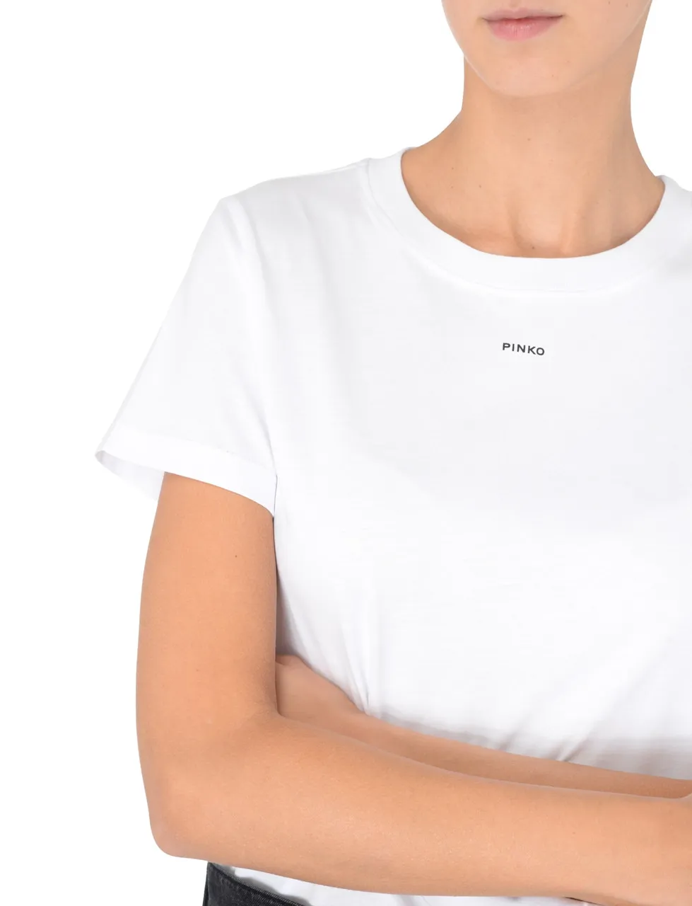 T-shirt Pinko mini logo en coton blanc